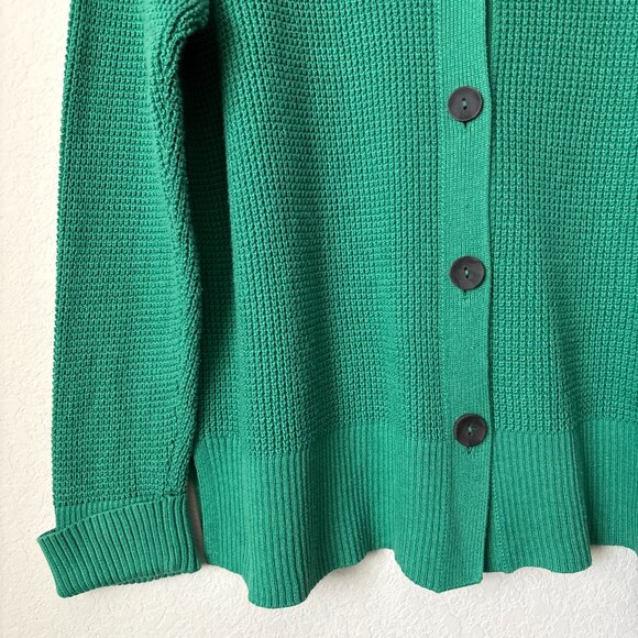 J. Jill Knit Green Button Up Cotton Blend Cardigan Sweater - Picture 4 of 11